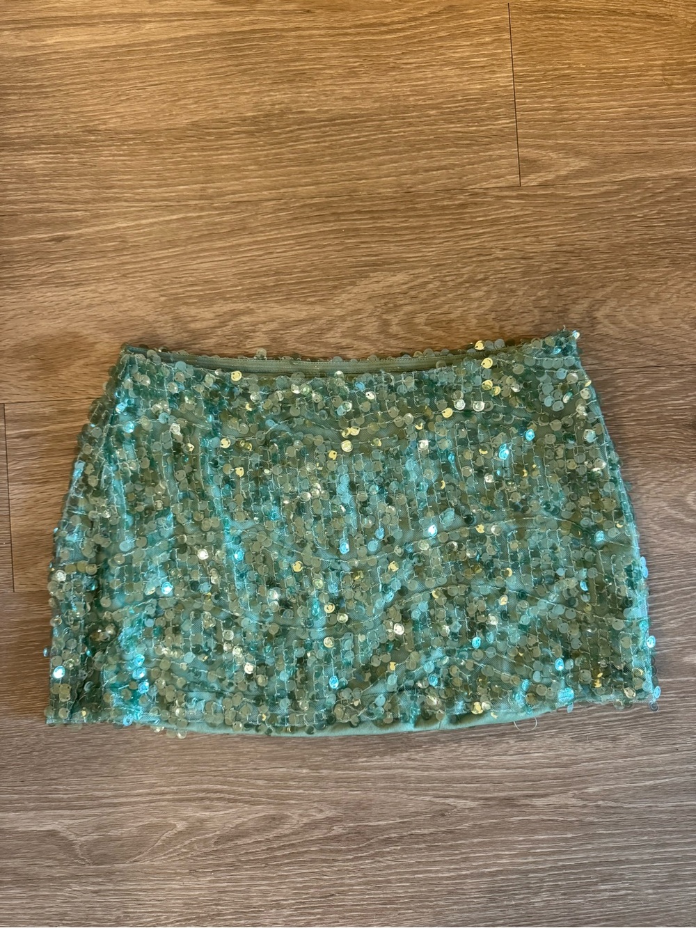 Peppermayo Aqua Green Sequin Mini Skirt
